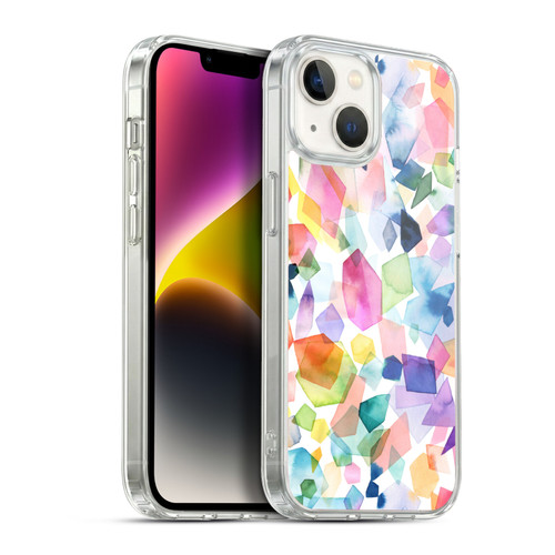 Ninola Watercolor Patterns Colorful Gems Crystals Soft Gel Case for Apple iPhone 14