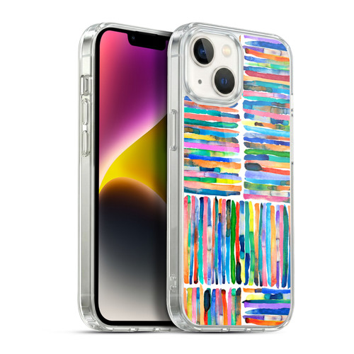Ninola Watercolor Patterns Handpainted Stripes Soft Gel Case for Apple iPhone 14