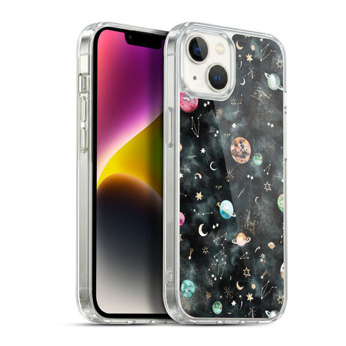 Ninola Watercolor Patterns Space Galaxy Planets Soft Gel Case for Apple iPhone 14 Plus & MagSafe