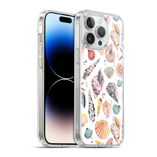 Ninola Watercolor Patterns Sea Shells Spicy Orange Soft Gel Case for Apple iPhone 14 Pro Max & MagSafe