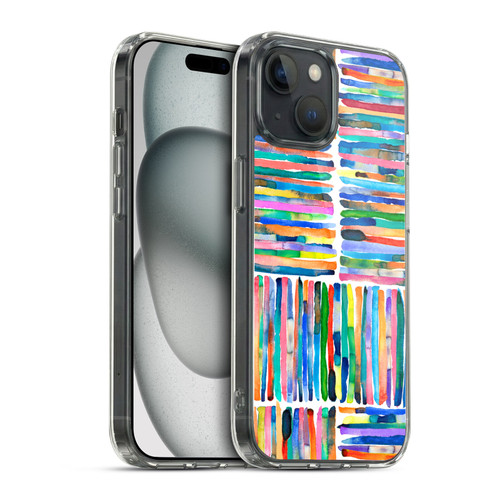 Ninola Watercolor Patterns Handpainted Stripes Soft Gel Case for Apple iPhone 15 & MagSafe
