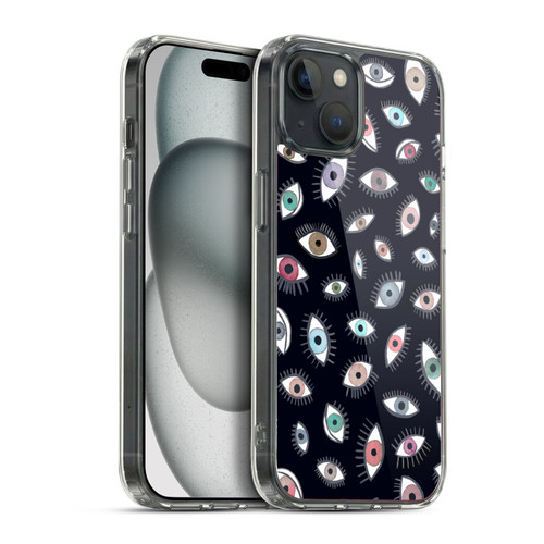 Ninola Watercolor Patterns Eyes Black Soft Gel Case for Apple iPhone 15 Plus & MagSafe