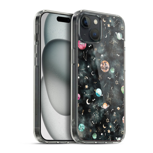 Ninola Watercolor Patterns Space Galaxy Planets Soft Gel Case for Apple iPhone 15 Plus & MagSafe