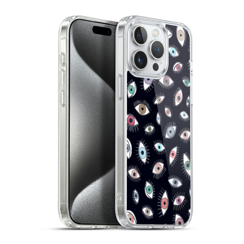 Ninola Watercolor Patterns Eyes Black Soft Gel Case for Apple iPhone 15 Pro Max & MagSafe