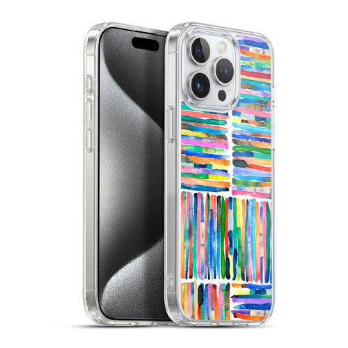 Ninola Watercolor Patterns Handpainted Stripes Soft Gel Case for Apple iPhone 15 Pro Max & MagSafe