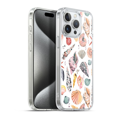 Ninola Watercolor Patterns Sea Shells Spicy Orange Soft Gel Case for Apple iPhone 15 Pro Max & MagSafe