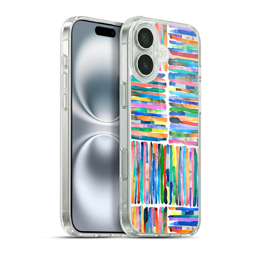 Ninola Watercolor Patterns Handpainted Stripes Soft Gel Case for Apple iPhone 16 Plus & MagSafe
