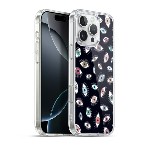 Ninola Watercolor Patterns Eyes Black Soft Gel Case for Apple iPhone 16 Pro Max & MagSafe