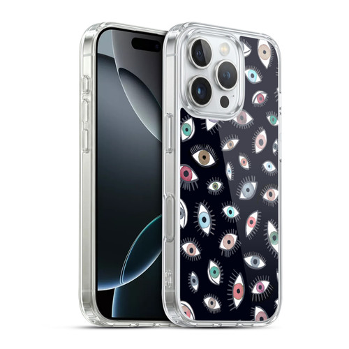 Ninola Watercolor Patterns Eyes Black Soft Gel Case for Apple iPhone 16 Pro & MagSafe