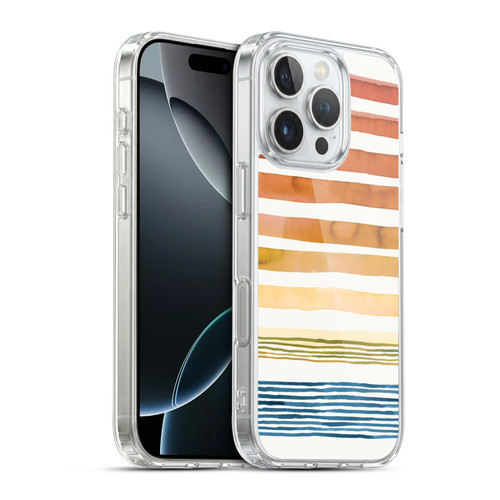 Ninola Watercolor Patterns Stripes Sunset Summer Soft Gel Case for Apple iPhone 16 Pro & MagSafe