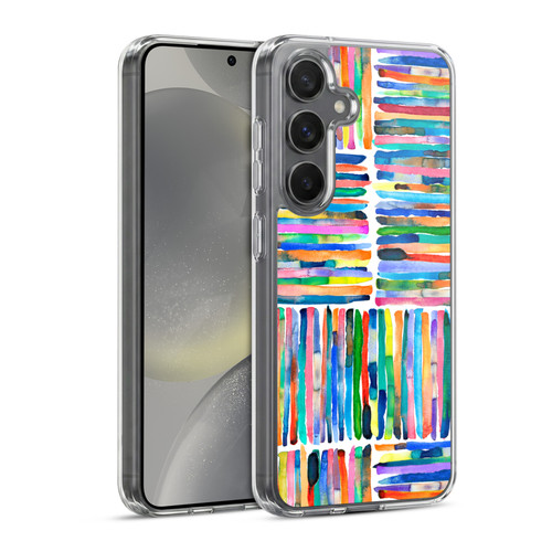 Ninola Watercolor Patterns Handpainted Stripes Soft Gel Case for Samsung Galaxy S24 5G & MagSafe