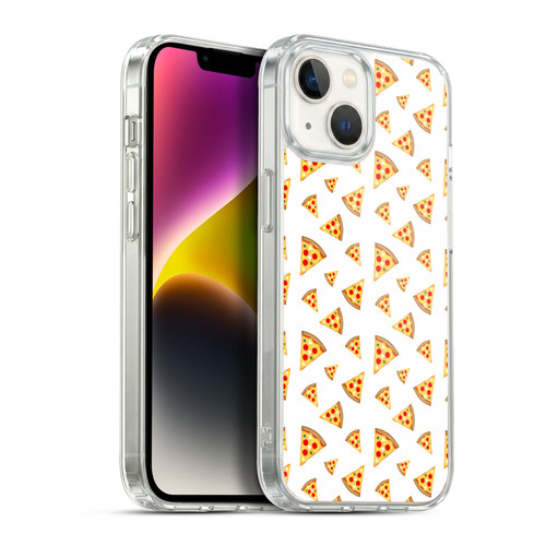 PLdesign Food Patterns Cool Fun Pizza Slices White Soft Gel Case for Apple iPhone 14