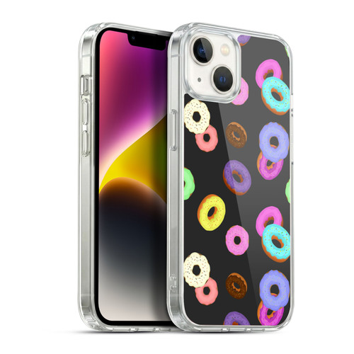PLdesign Food Patterns Cool Fun Colorful Donuts Soft Gel Case for Apple iPhone 14 Plus & MagSafe