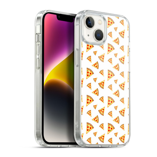 PLdesign Food Patterns Cool Fun Pizza Slices White Soft Gel Case for Apple iPhone 14 Plus & MagSafe