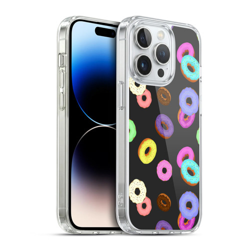 PLdesign Food Patterns Cool Fun Colorful Donuts Soft Gel Case for Apple iPhone 14 Pro & MagSafe