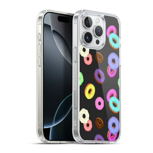 PLdesign Food Patterns Cool Fun Colorful Donuts Soft Gel Case for Apple iPhone 16 Pro Max & MagSafe
