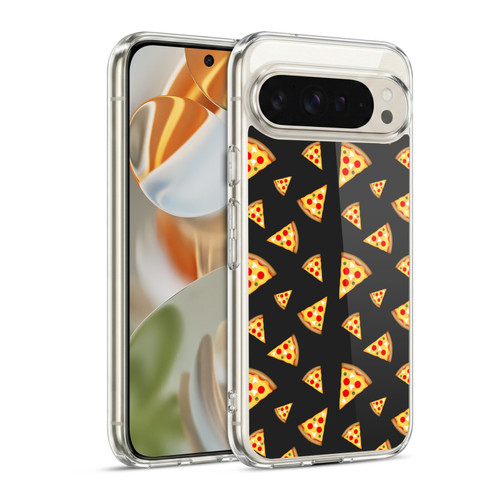 PLdesign Food Patterns Cool Fun Pizza Slices Black Soft Gel Case for Google Pixel 9 / Pixel 9 Pro