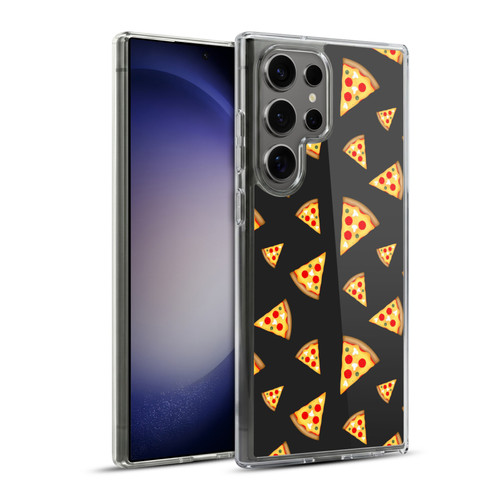 PLdesign Food Patterns Cool Fun Pizza Slices Black Soft Gel Case for Samsung Galaxy S23 Ultra 5G & MagSafe
