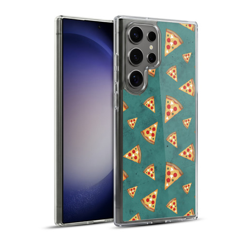 PLdesign Food Patterns Cool Fun Pizza Slices Teal Soft Gel Case for Samsung Galaxy S23 Ultra 5G & MagSafe