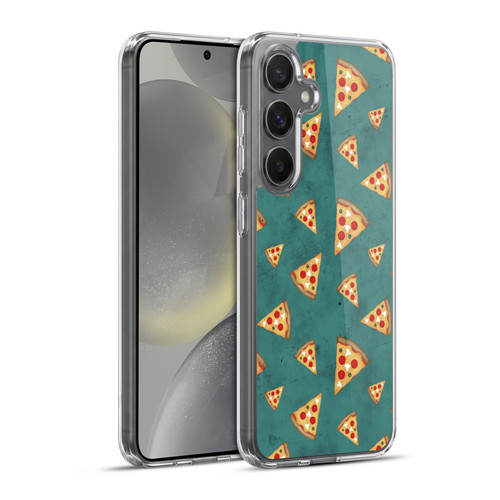 PLdesign Food Patterns Cool Fun Pizza Slices Teal Soft Gel Case for Samsung Galaxy S24+ 5G & MagSafe