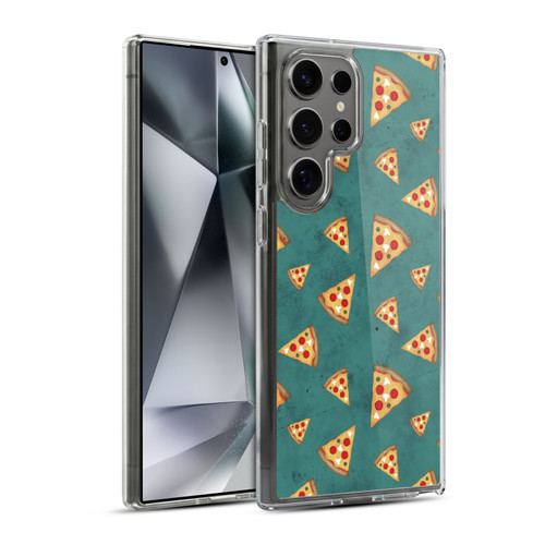PLdesign Food Patterns Cool Fun Pizza Slices Teal Soft Gel Case for Samsung Galaxy S24 Ultra 5G & MagSafe
