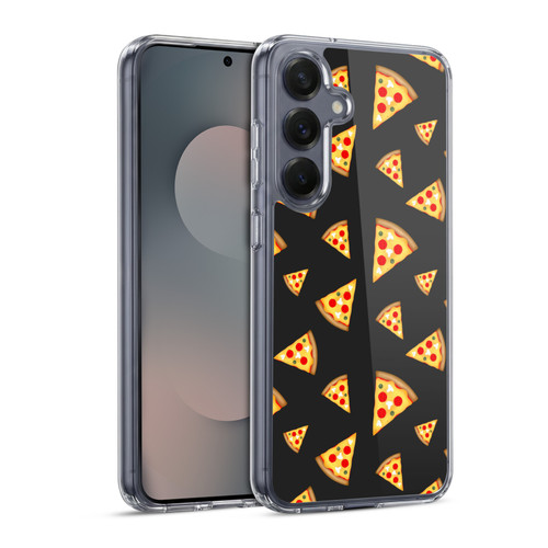 PLdesign Food Patterns Cool Fun Pizza Slices Black Soft Gel Case for Samsung Galaxy S25 & MagSafe