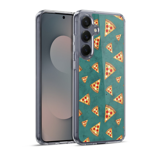 PLdesign Food Patterns Cool Fun Pizza Slices Teal Soft Gel Case for Samsung Galaxy S25+ & MagSafe