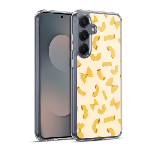 PLdesign Food Patterns Macaroni Pasta Gold Soft Gel Case for Samsung Galaxy S25+ & MagSafe