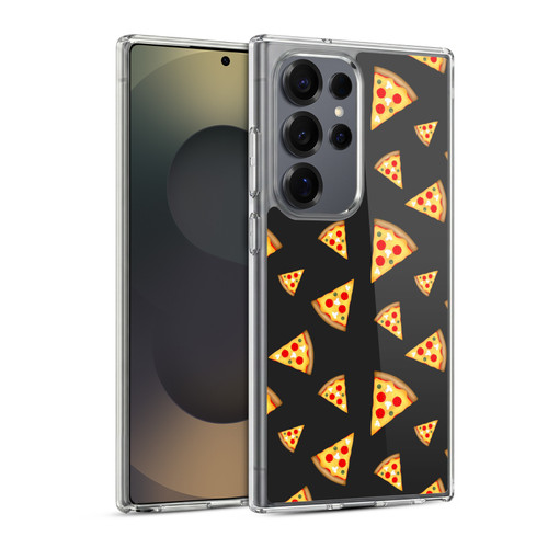 PLdesign Food Patterns Cool Fun Pizza Slices Black Soft Gel Case for Samsung Galaxy S25 Ultra & MagSafe