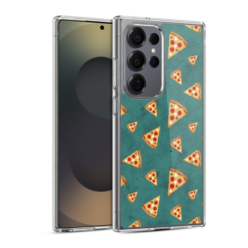 PLdesign Food Patterns Cool Fun Pizza Slices Teal Soft Gel Case for Samsung Galaxy S25 Ultra & MagSafe