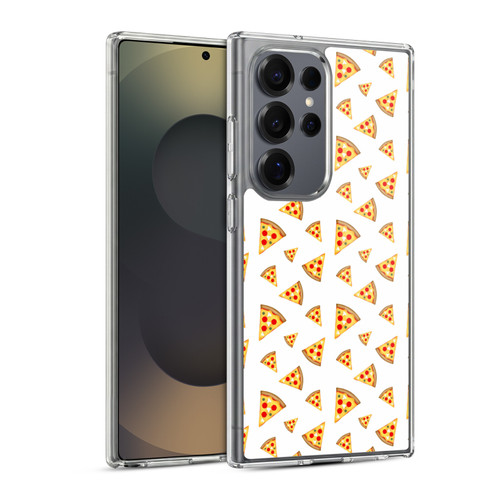 PLdesign Food Patterns Cool Fun Pizza Slices White Soft Gel Case for Samsung Galaxy S25 Ultra & MagSafe