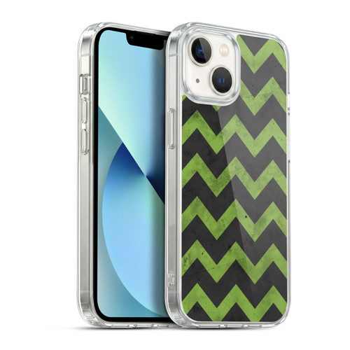 PLdesign Geometric Patterns Green Gray Vintage Soft Gel Case for Apple iPhone 13