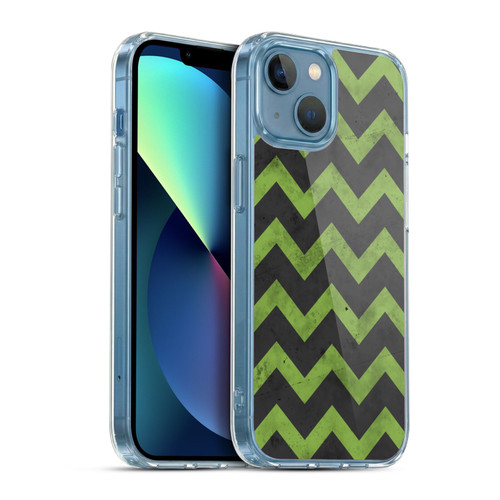 PLdesign Geometric Patterns Green Gray Vintage Soft Gel Case for Apple iPhone 13 Mini & MagSafe