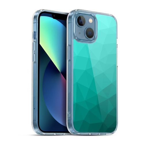 PLdesign Geometric Patterns Turquoise Gradient Mesh Soft Gel Case for Apple iPhone 13 Mini & MagSafe