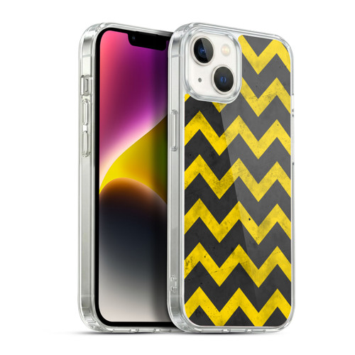 PLdesign Geometric Patterns Yellow Gray Vintage Soft Gel Case for Apple iPhone 14 Plus & MagSafe