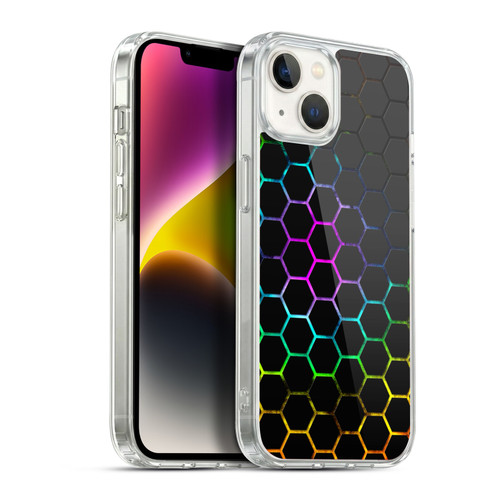PLdesign Geometric Patterns Honeycomb Spectrum Soft Gel Case for Apple iPhone 14 Plus & MagSafe