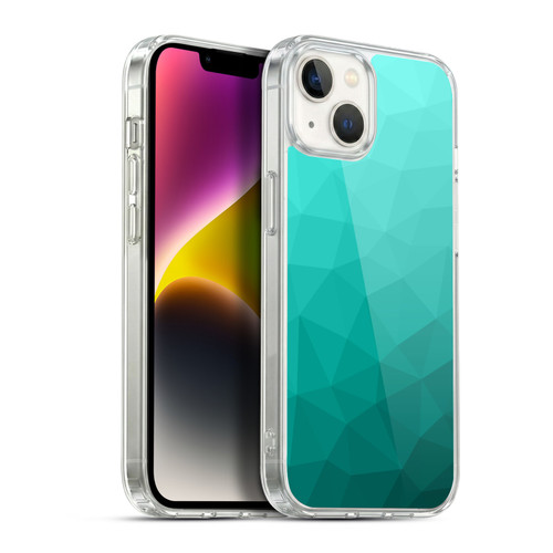 PLdesign Geometric Patterns Turquoise Gradient Mesh Soft Gel Case for Apple iPhone 14 Plus & MagSafe