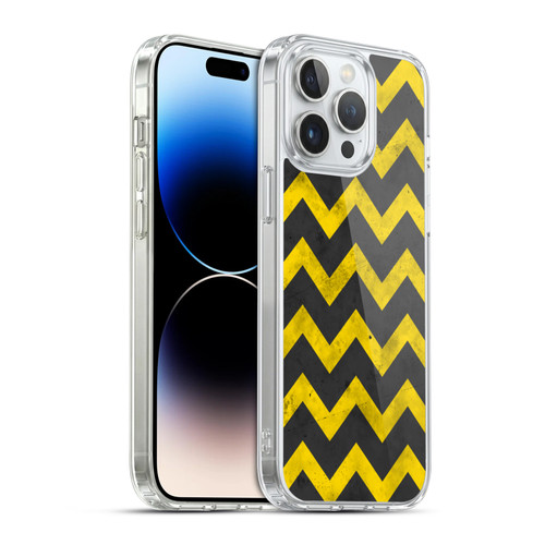 PLdesign Geometric Patterns Yellow Gray Vintage Soft Gel Case for Apple iPhone 14 Pro Max & MagSafe
