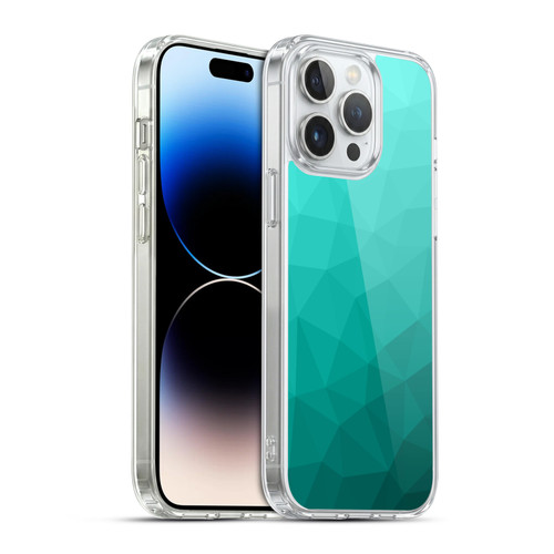 PLdesign Geometric Patterns Turquoise Gradient Mesh Soft Gel Case for Apple iPhone 14 Pro Max & MagSafe