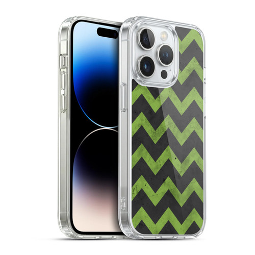 PLdesign Geometric Patterns Green Gray Vintage Soft Gel Case for Apple iPhone 14 Pro & MagSafe