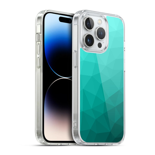 PLdesign Geometric Patterns Turquoise Gradient Mesh Soft Gel Case for Apple iPhone 14 Pro & MagSafe