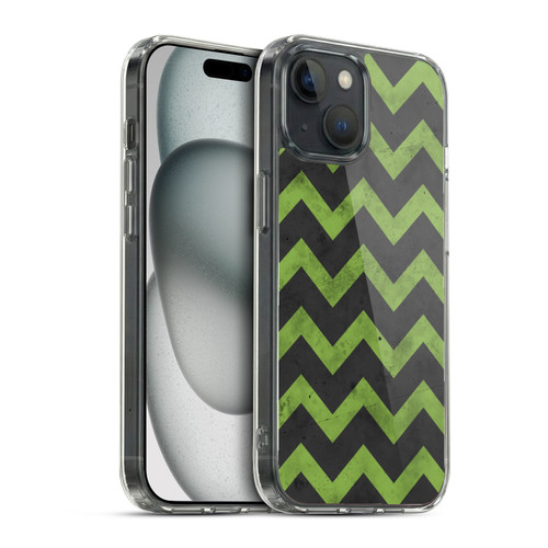 PLdesign Geometric Patterns Green Gray Vintage Soft Gel Case for Apple iPhone 15 & MagSafe