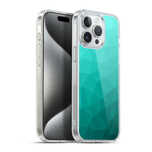 PLdesign Geometric Patterns Turquoise Gradient Mesh Soft Gel Case for Apple iPhone 15 Pro Max & MagSafe