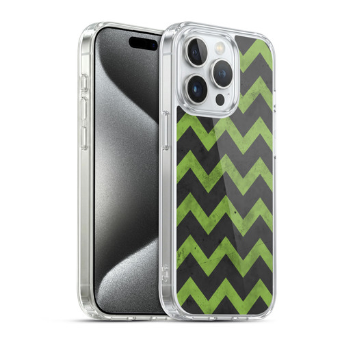 PLdesign Geometric Patterns Green Gray Vintage Soft Gel Case for Apple iPhone 15 Pro & MagSafe