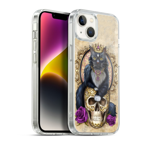 Selina Fenech Art Gothic Cat On Skull & Roses Soft Gel Case for Apple iPhone 14 Plus & MagSafe