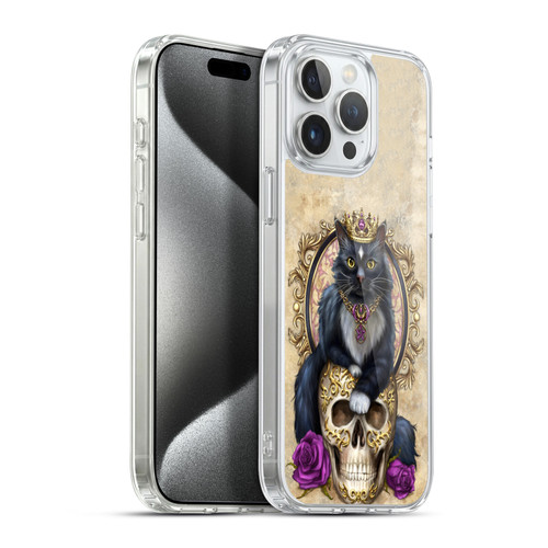 Selina Fenech Art Gothic Cat On Skull & Roses Soft Gel Case for Apple iPhone 15 Pro Max & MagSafe