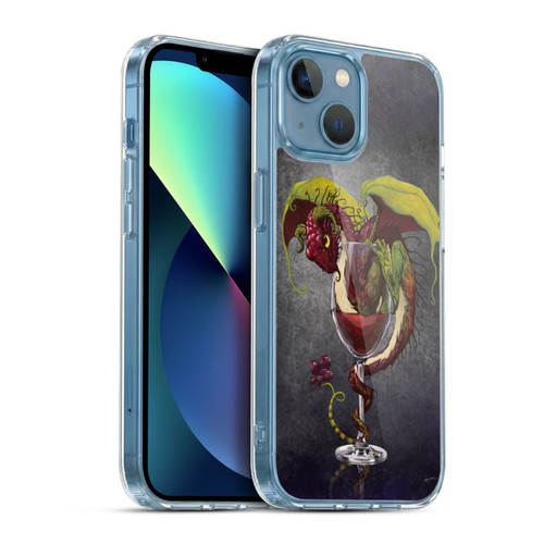 Stanley Morrison Art Red Wine, Dragon, And Grapes Soft Gel Case for Apple iPhone 13 Mini & MagSafe