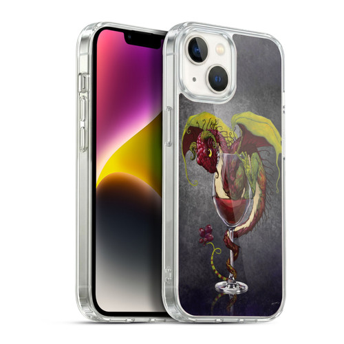 Stanley Morrison Art Red Wine, Dragon, And Grapes Soft Gel Case for Apple iPhone 14