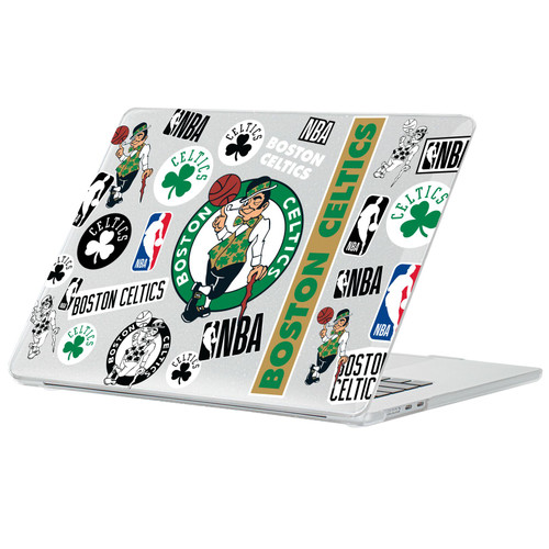 NBA Boston Celtics Sticker Collage Print Clear Glitter Hard Crystal Armour Laptop Case for Apple MacBook Air 13.6" A2681/A3113/A3240/A3449 2022/2024/2025/2026