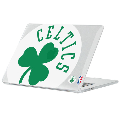 NBA Boston Celtics Logo Oversized Text Clear Glitter Hard Crystal Armour Laptop Case for Apple MacBook Air 13.6" A2681/A3113/A3240/A3449 2022/2024/2025/2026